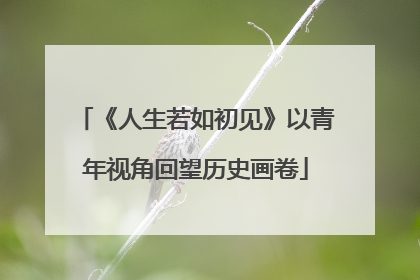《人生若如初见》以青年视角回望历史画卷