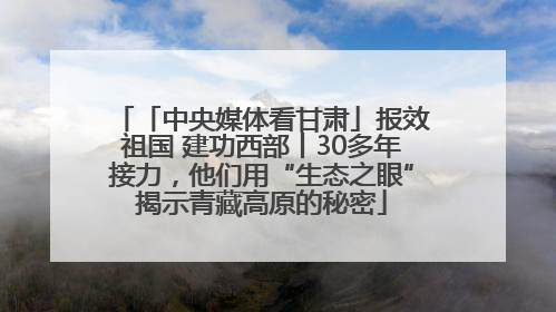 「中央媒体看甘肃」报效祖国 建功西部丨30多年接力，他们用“生态之眼”揭示青藏高原的秘密