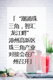 “潮涌珠三角，智汇龙江畔” 漳州高新区珠三角产业对接会在广州召开