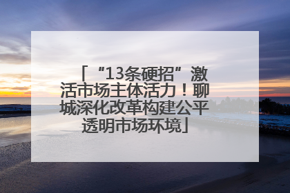 “13条硬招”激活市场主体活力！聊城深化改革构建公平透明市场环境