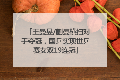 王曼昱/蒯曼横扫对手夺冠，国乒实现世乒赛女双19连冠