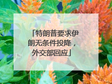 特朗普要求伊朗无条件投降，外交部回应