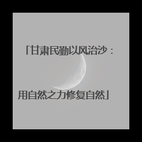 甘肃民勤以风治沙：用自然之力修复自然