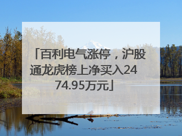 百利电气涨停，沪股通龙虎榜上净买入2474.95万元