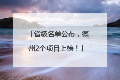 省级名单公布，德州2个项目上榜！