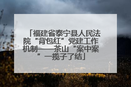 福建省泰宁县人民法院“背包红”党建工作机制——茶山“案中案”一揽子了结