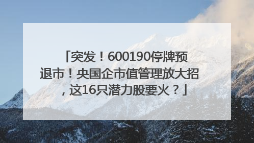 突发！600190停牌预退市！央国企市值管理放大招，这16只潜力股要火？
