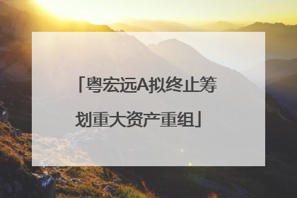 粤宏远A拟终止筹划重大资产重组