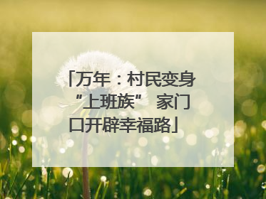 万年：村民变身“上班族” 家门口开辟幸福路