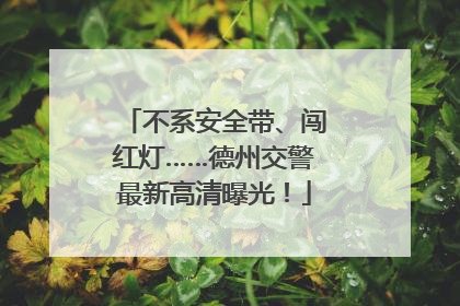 不系安全带、闯红灯……德州交警最新高清曝光！