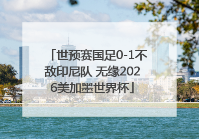 世预赛国足0-1不敌印尼队 无缘2026美加墨世界杯