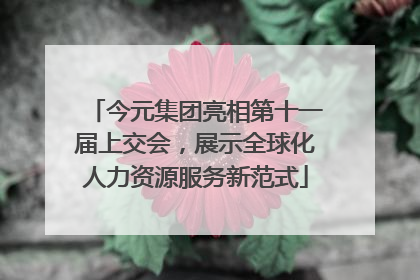 今元集团亮相第十一届上交会，展示全球化人力资源服务新范式