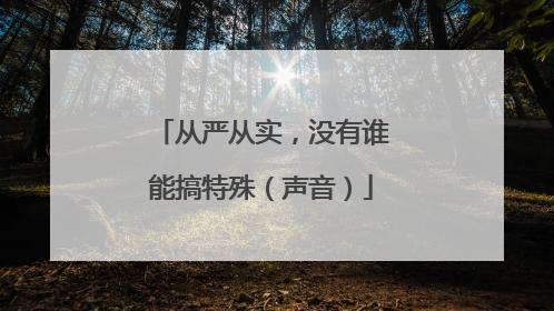 从严从实，没有谁能搞特殊（声音）