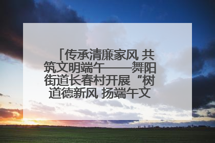 传承清廉家风 共筑文明端午——舞阳街道长春村开展“树道德新风 扬端午文化”主题活动