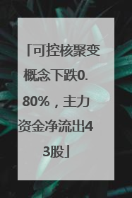 可控核聚变概念下跌0.80%，主力资金净流出43股