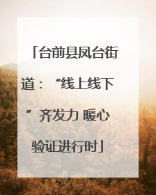 台前县凤台街道：“线上线下”齐发力 暖心验证进行时