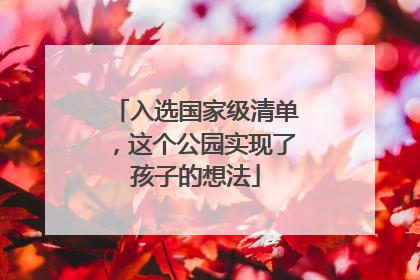 入选国家级清单，这个公园实现了孩子的想法
