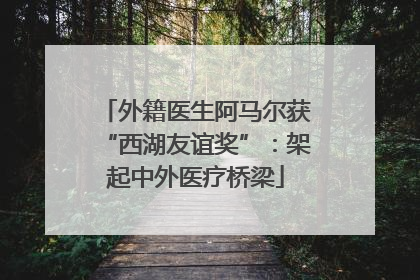 外籍医生阿马尔获“西湖友谊奖”：架起中外医疗桥梁