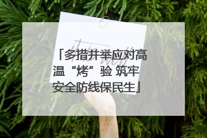 多措并举应对高温“烤”验 筑牢安全防线保民生