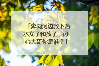 奔向河边救下落水女子和孩子，热心大哥你是谁？