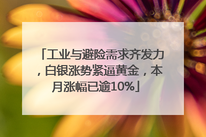 工业与避险需求齐发力，白银涨势紧逼黄金，本月涨幅已逾10%