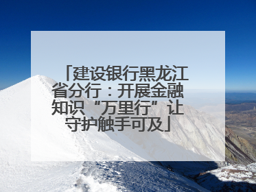 建设银行黑龙江省分行：开展金融知识“万里行”让守护触手可及