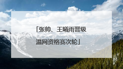 张帅、王曦雨晋级温网资格赛次轮
