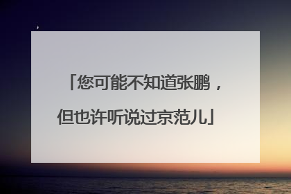 您可能不知道张鹏，但也许听说过京范儿