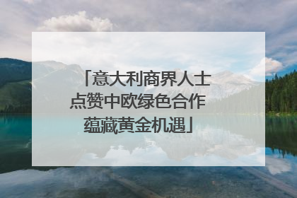 意大利商界人士点赞中欧绿色合作蕴藏黄金机遇