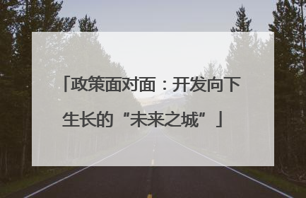 政策面对面：开发向下生长的“未来之城”