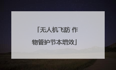 无人机飞防 作物管护节本增效