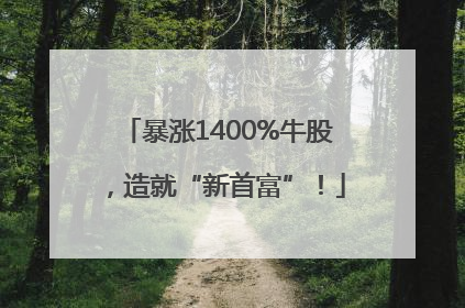 暴涨1400%牛股，造就“新首富”！