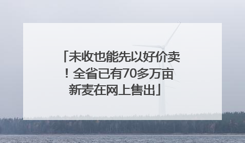 未收也能先以好价卖！全省已有70多万亩新麦在网上售出