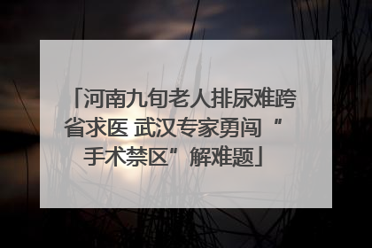 河南九旬老人排尿难跨省求医 武汉专家勇闯“手术禁区”解难题