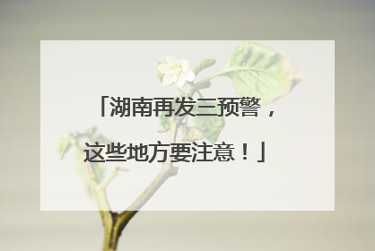 湖南再发三预警，这些地方要注意！
