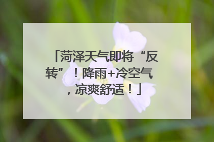菏泽天气即将“反转”！降雨+冷空气，凉爽舒适！