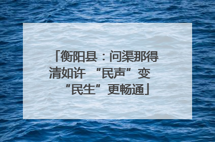 衡阳县：问渠那得清如许 “民声”变“民生”更畅通