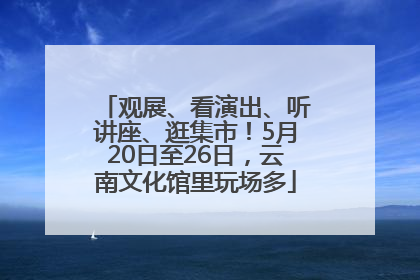 观展、看演出、听讲座、逛集市！5月20日至26日，云南文化馆里玩场多