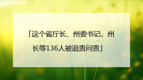 这个省厅长、州委书记、州长等136人被追责问责