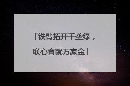 铁臂拓开千垄绿，联心育就万家金