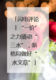 闪电评论丨“一价”之力撬动“三水”，新格局做好“水文章”