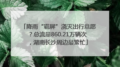 降雨“霸屏”浇灭出行意愿？总流量860.21万辆次，湖南长沙周边最繁忙