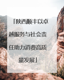 陕西顺丰以卓越服务与社会责任助力消费高质量发展