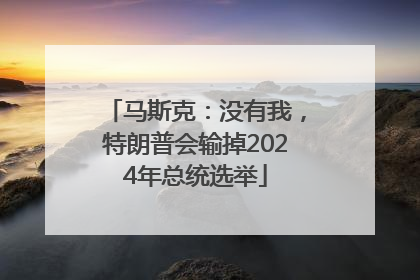 马斯克：没有我，特朗普会输掉2024年总统选举